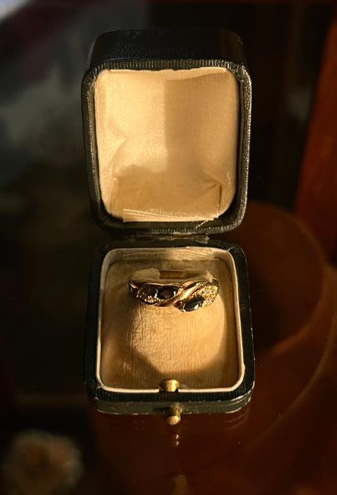 黑瑪瑙雙石戒指