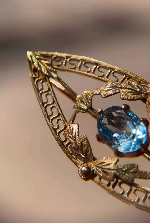 法國古董9K純金胸針