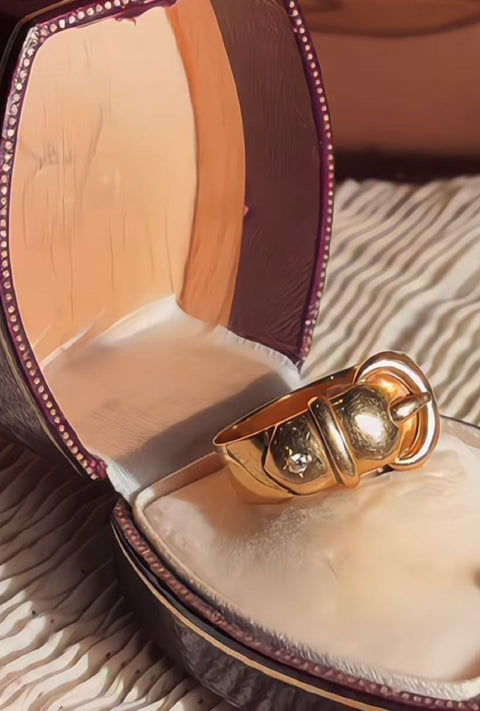 18K黃金古董扣環戒指